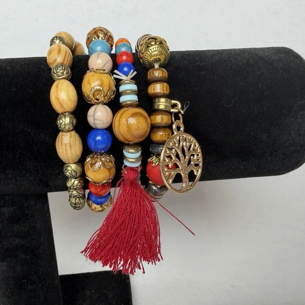 Tree‎ Of Life Bracelets 3 Sets of 4 Each Set Hand Crafted Beautiful Colors Boho